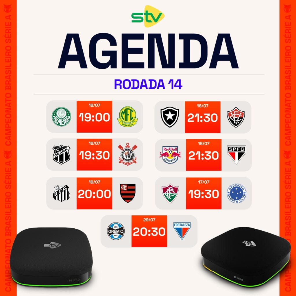 Rodada 14/38 do Campeonato Brasileiro Série A – Assista ao Vivo com Ultra Fluidez na TV Box 4K